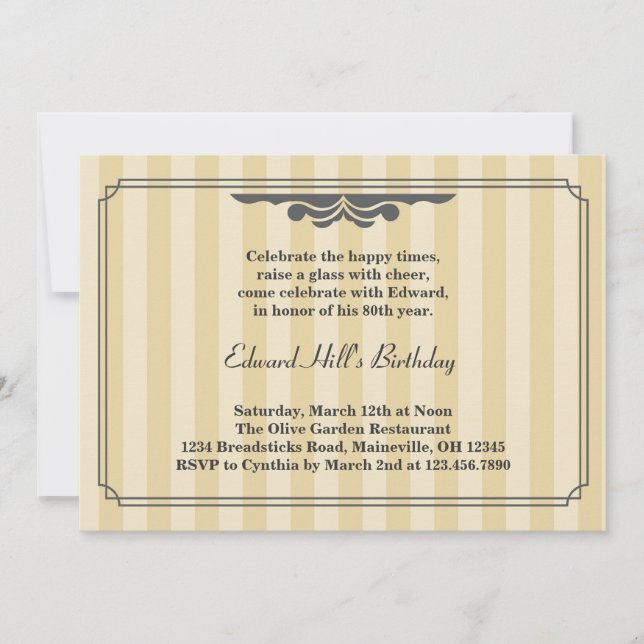 Inbjudan till Elegant för 80 Födelsedagsfester (Framsida)