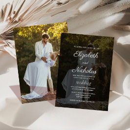 Inbjudan till elegant för klassiskt par fotobröllo