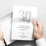 Inbjudan till elegant för minsta 30års födelsedag-<br><div class="desc">30 år födelsedagsfest inbjudan minimalistisk Neutralt,  svart och vitt | Inbjudan till Vuxens födelsedag | Modern minimal Elegant 30:e inbjudan | Födelsedagsfirande</div>