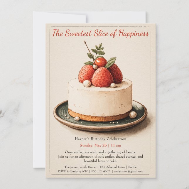 Inbjudan till elegant för vattenfärgskummel på föd (Framsida)