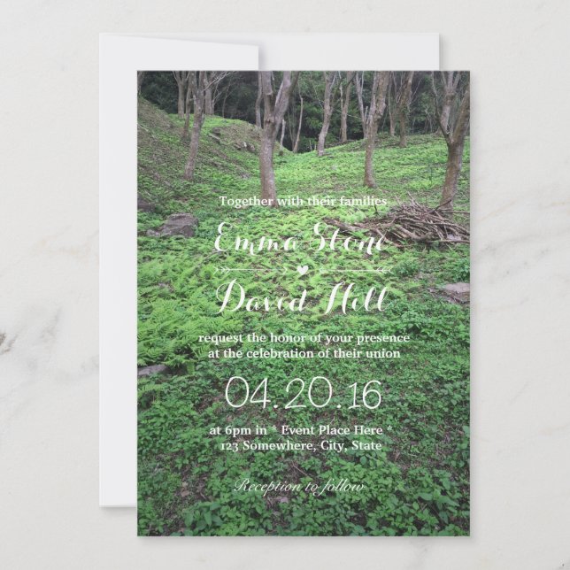 Inbjudan till elegant Forest Wedding (Framsida)