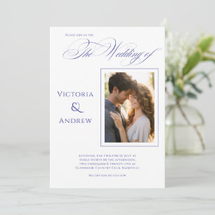 Inbjudan till elegant Foto Modern Blue Wedding