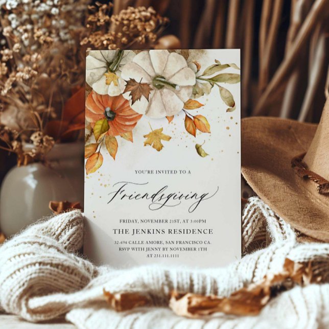 Inbjudan till elegant Friendsgiving (Elegant Friendsgiving Dinner Invitation)