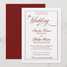 Inbjudan till elegant Garnet Red and White Wedding