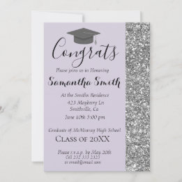 Inbjudan till elegant Glittery Lavender Studenten