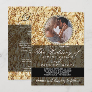 Inbjudan till elegant Golden Photo Calligraphy Brö