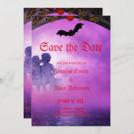 Inbjudan till elegant gotiic bröllop spara datum