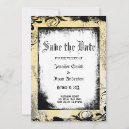 Inbjudan till elegant gotiic bröllop spara datum