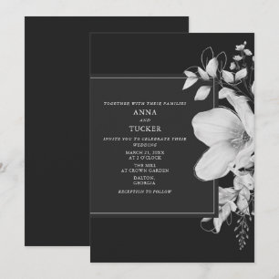 Inbjudan till elegant Grått Black & White Wedding