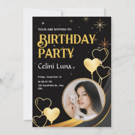 Inbjudan till Elegant Grattis på födelsedagen i Sv