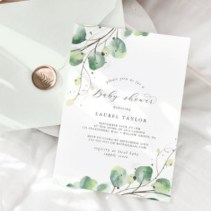 Inbjudan till elegant Grey Baby Shower