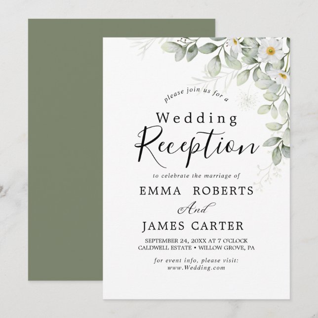 Inbjudan till elegant Grey-bröllopsbröllop (Fram/baksida)