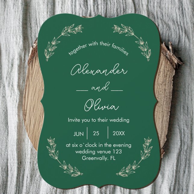 Inbjudan till elegant Grey Wedding | Skriptteckens (Elegant Greenery Wedding Invitation | Script Font #zazzlemadev #green emerald #Decemberinvitation)