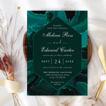 Inbjudan till elegant Grönt Marble Wedding