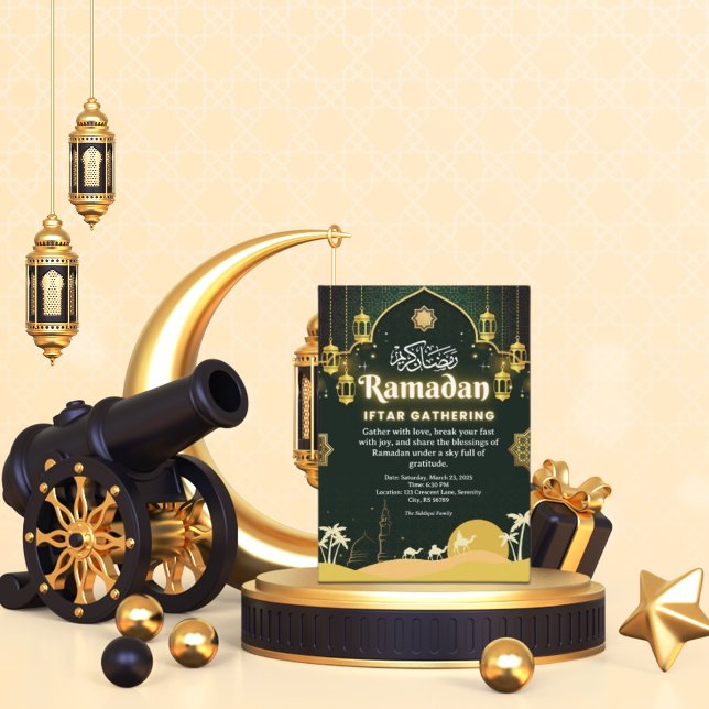Inbjudan till elegant Grönt och Guld Ramadan Iftar (Skapare uppladdad)