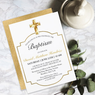 Inbjudan till Elegant Guld Boys Baptism i Kor