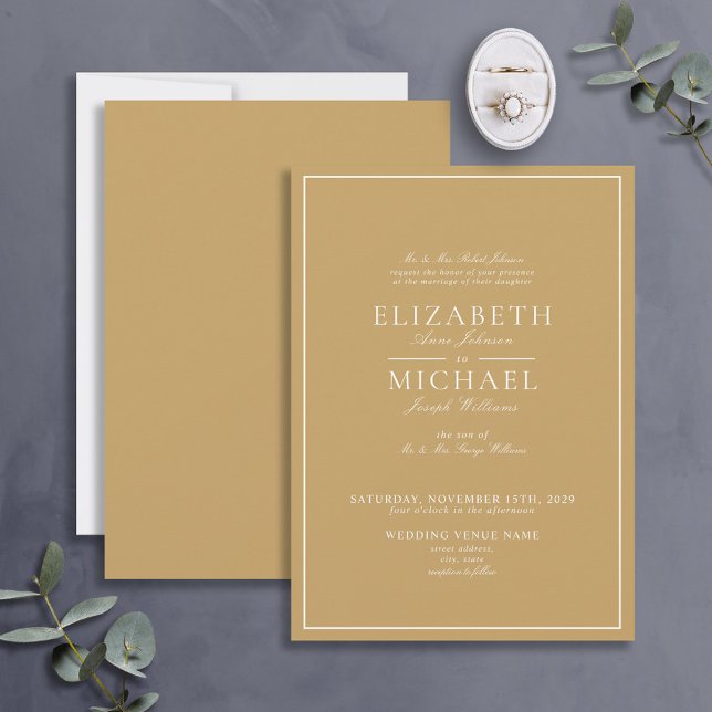 Inbjudan till elegant Guld Classic Script Wedding (Skapare uppladdad)