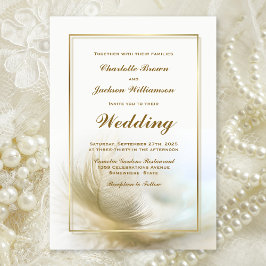Inbjudan till elegant Guld Feather Wedding