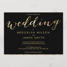 Inbjudan till elegant Guld Foil och Black Wedding