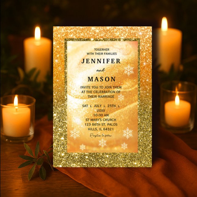 Inbjudan till elegant Guld | Glitter och Pearl (#weddingstationery #fall #weddinginvitation #autumnwedding #gardenweddinginvite #candlelightwedding)