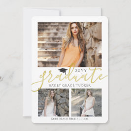 Inbjudan till elegant Guld Grad Collage Studenten