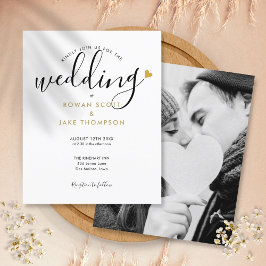 Inbjudan till Elegant Guld Heart Photo Wedding