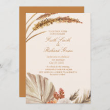 Inbjudan till elegant Guld Pampas Grass Wedding