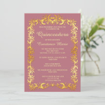 Inbjudan till elegant Guld Quinceanera-inbjudan