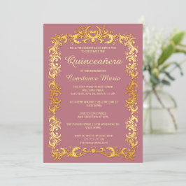 Inbjudan till elegant Guld Quinceanera-inbjudan