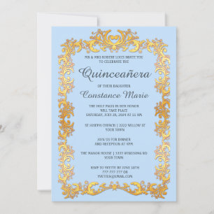 Inbjudan till elegant Guld Quinceanera-inbjudan