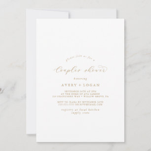 Inbjudan till Elegant Guld Script Par Shower