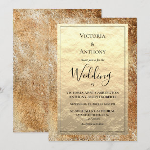 Inbjudan till elegant Guld Script Vintage Rustic B
