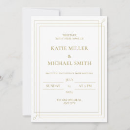 Inbjudan till elegant Guld & White Wedding