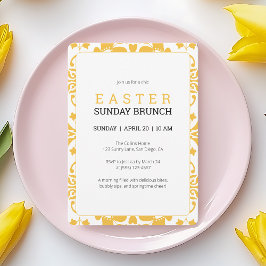 Inbjudan till elegant Gult Söndag Brunch Påsk