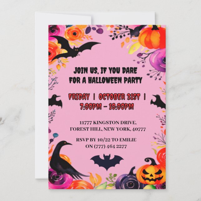 Inbjudan till elegant Halloween fest (Framsida)