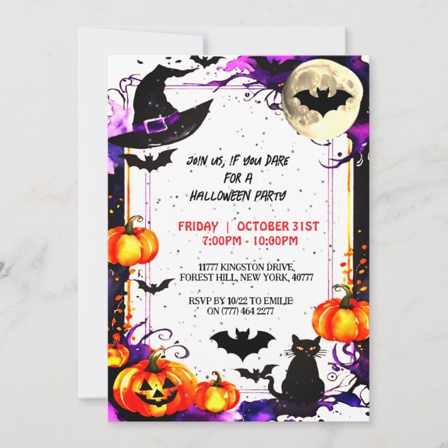 Inbjudan till elegant Halloween fest (Framsida)