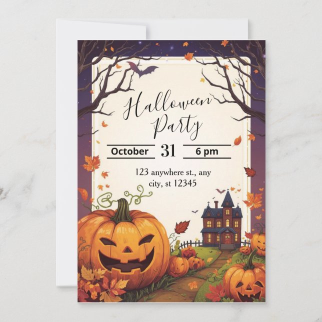 Inbjudan till elegant Halloween fest | Anpassade (Framsida)