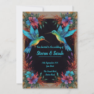 Inbjudan till elegant Hummingbird & Blommigt Weddi