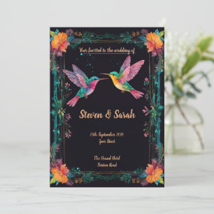 Inbjudan till elegant Hummingbird & Blommigt Weddi