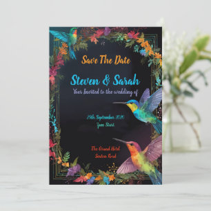 Inbjudan till elegant Hummingbird & Blommigt Weddi