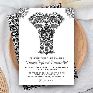 Inbjudan till elegant Indisk Henna Elephant-bröllo