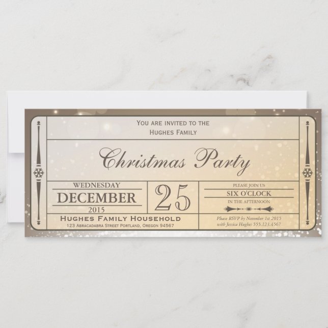 Inbjudan till Elegant jul Party Biljett (Framsida)