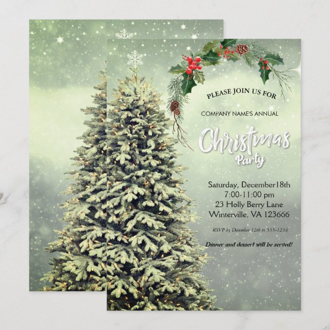 Inbjudan till elegant Julgran (Fram/baksida)