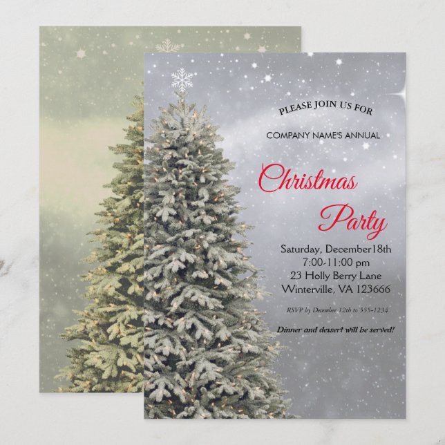 Inbjudan till elegant Julgran (Fram/baksida)