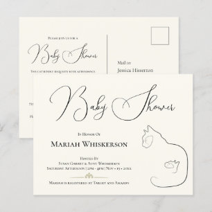 Inbjudan till elegant Kat & Kitten Baby Shower Vykort