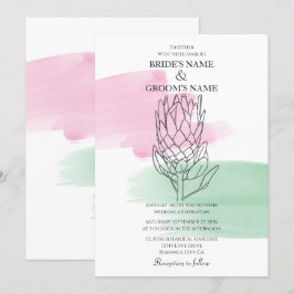 Inbjudan till elegant Kung Protea Watercolor Weddi