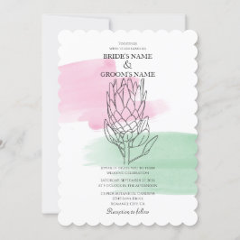 Inbjudan till elegant Kung Protea Watercolor Weddi