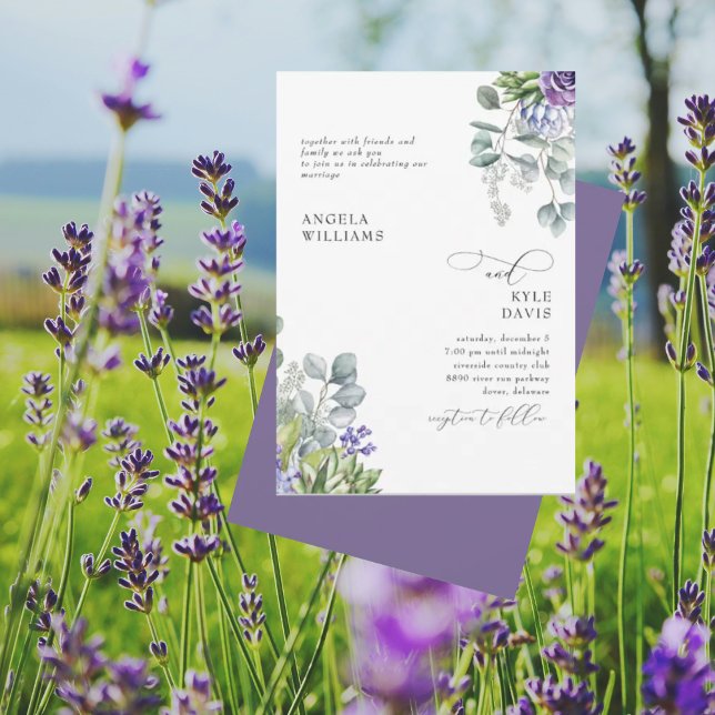 Inbjudan till elegant Lavender Botanical Bröllop I (Skapare uppladdad)