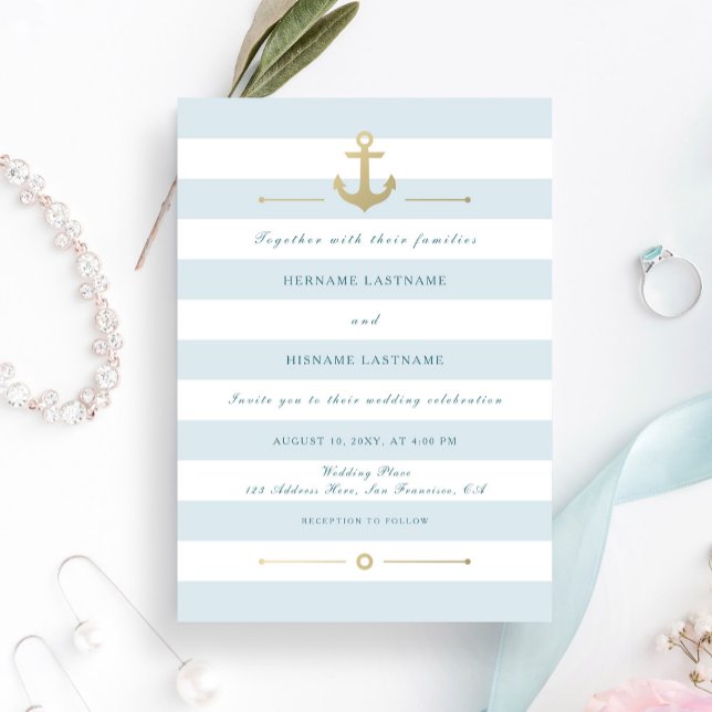 Inbjudan till elegant Light Aqua Nautical Wedding (Skapare uppladdad)