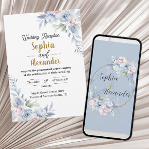 Inbjudan till elegant Light Blue Blommigt Wedding